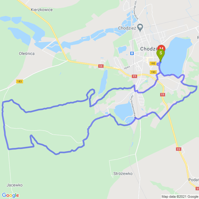 Mapa trasy Chodzieskie lasy i górki