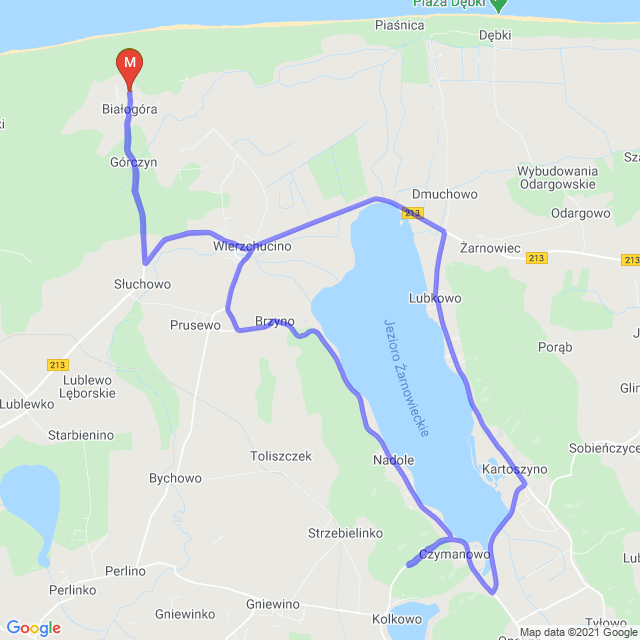 Mapa trasy Wokół jeziora Żarnowieckiego