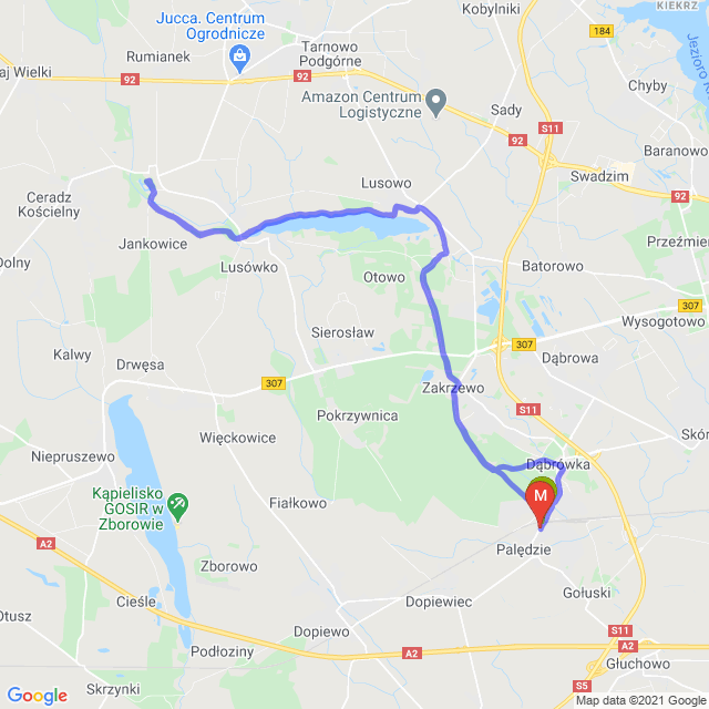 Mapa trasy Do Jankowic