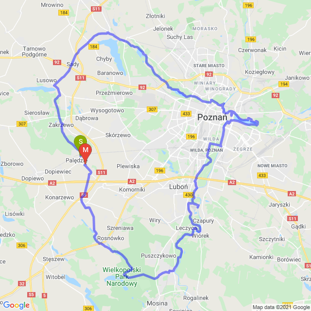 Mapa trasy Lipcowa wycieczka do Poznania