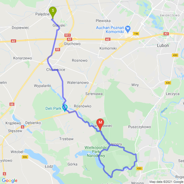 Mapa trasy Popołudniowy WPN