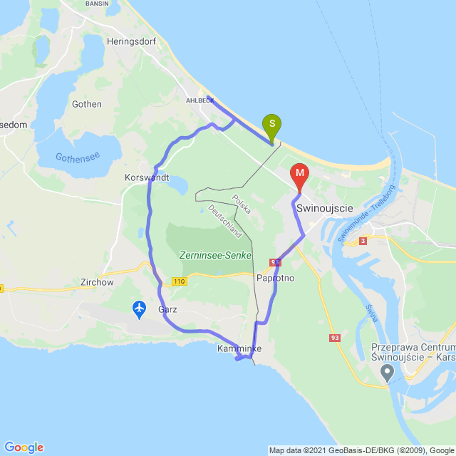 Mapa trasy Wiosna w okolicach Świnoujścia