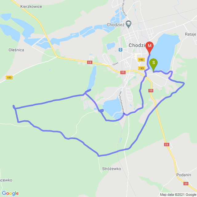 Mapa trasy Górki w okolicy Chodzieży