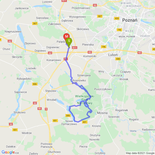 Mapa trasy Klasycznie do WPN-u