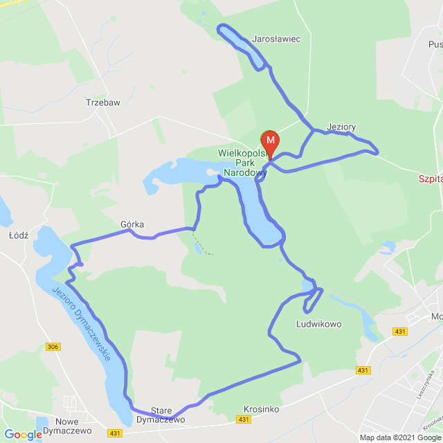 Mapa trasy Po zamarzniętym Góreckim na Wyspę Zamkową