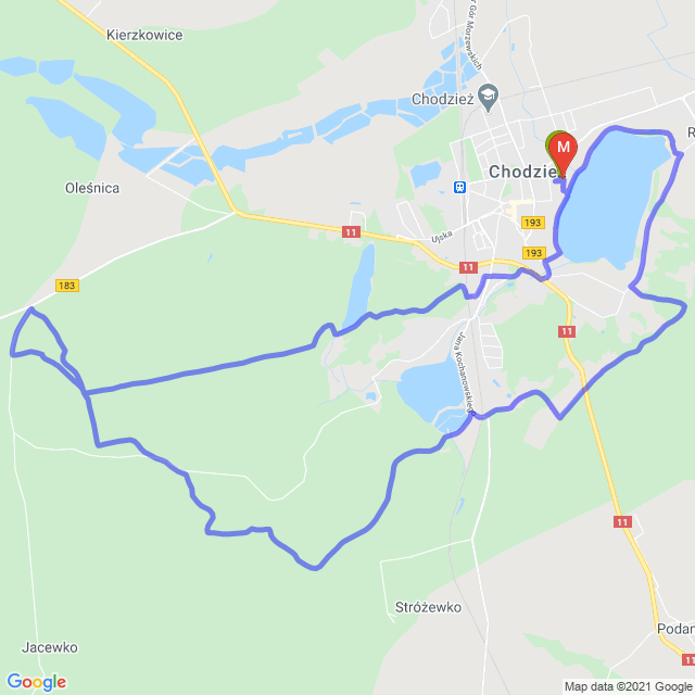 Mapa trasy MTB w Chodzieży