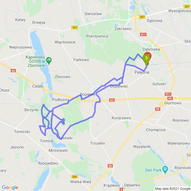 Mapa trasy Duathlon Żarnowiec - próba trasy