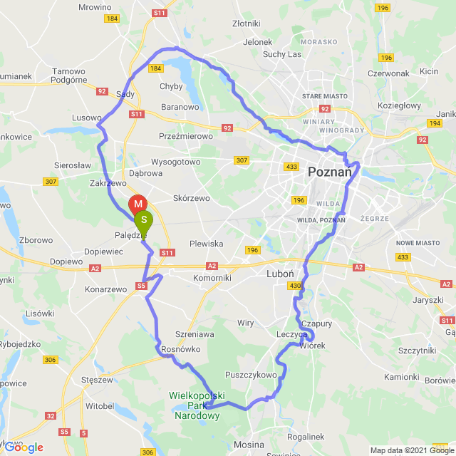 Mapa trasy Trochę większe kółko