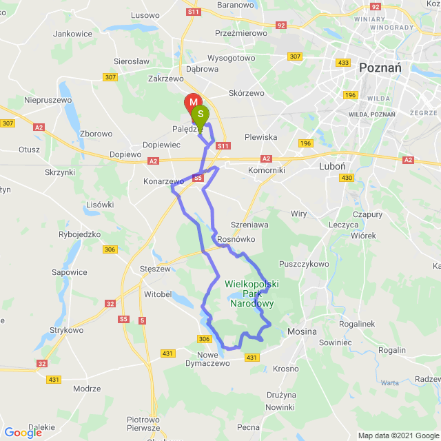 Mapa trasy Wrzesień w WPN