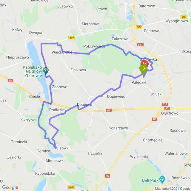 Mapa trasy Krótko do Żarnowca