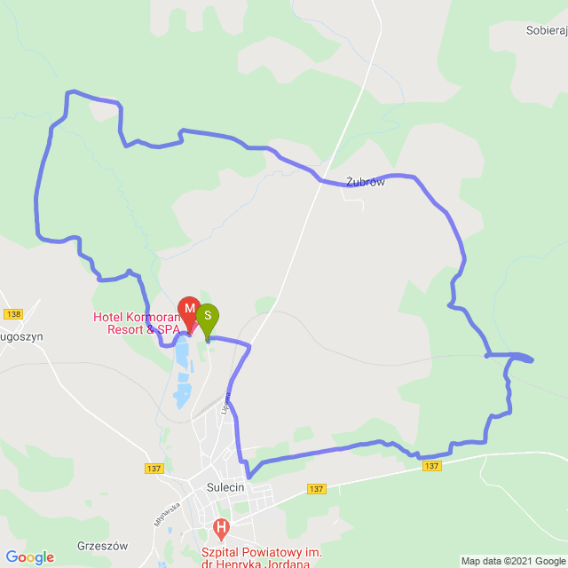 Mapa trasy Fajne tereny w okolicach Sulęcina