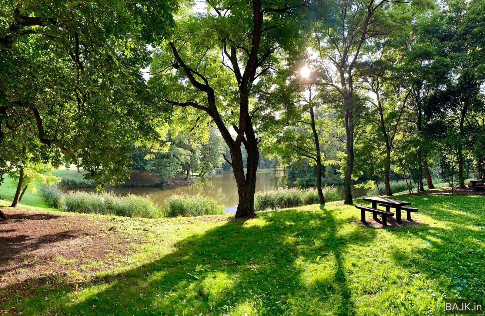 Po robocie z zachodzącym słońcem
