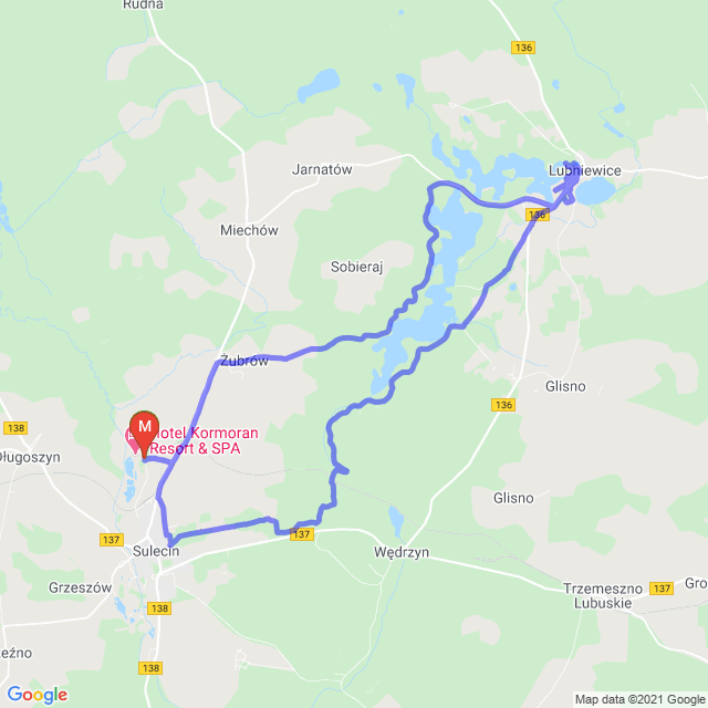 Mapa trasy Sulęcin - Lubniewice