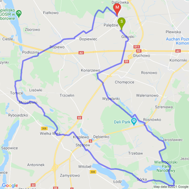 Mapa trasy Spokojnie wokół Komina