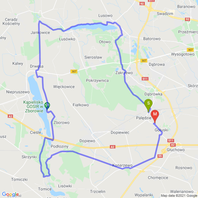 Mapa trasy Miejscowe ścieżki