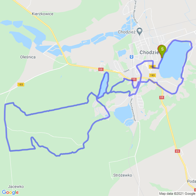 Mapa trasy Chodzież jak zawsze super