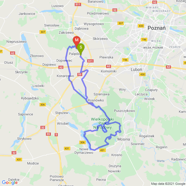 Mapa trasy Kwietniowy WPN