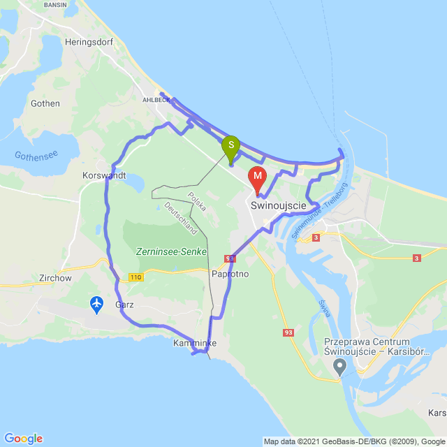 Mapa trasy Świnoujskie klasyki