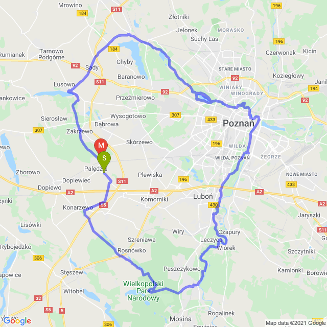 Mapa trasy Do Poznania
