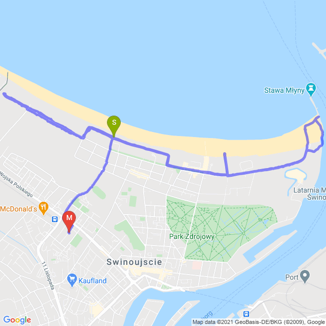 Mapa trasy Na plażę