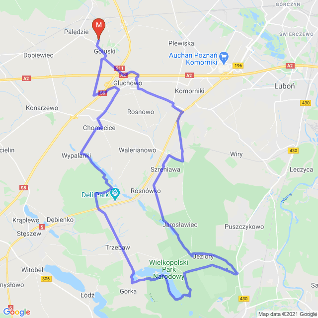 Mapa trasy Nad Góreckie