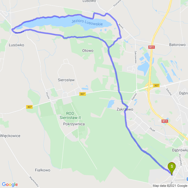 Mapa trasy Dookoła Lusowskiego