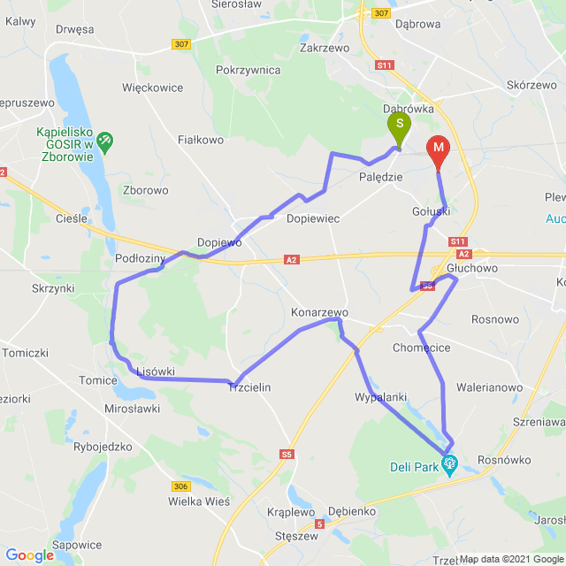 Mapa trasy Wieczorem po robocie