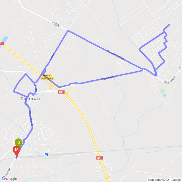 Mapa trasy Do Skórzewa