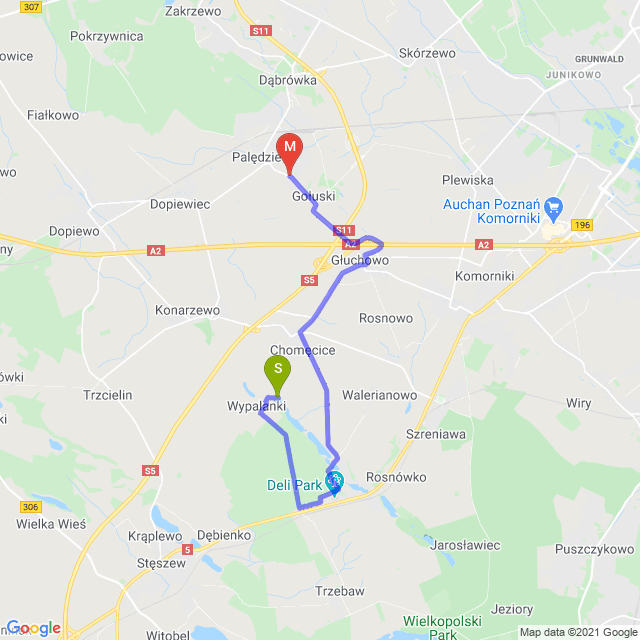 Mapa trasy Wypalanki Chomęcice