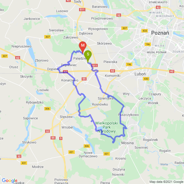 Mapa trasy Słabszy dzień