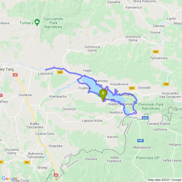 Mapa trasy Recon Velo Czorsztyn