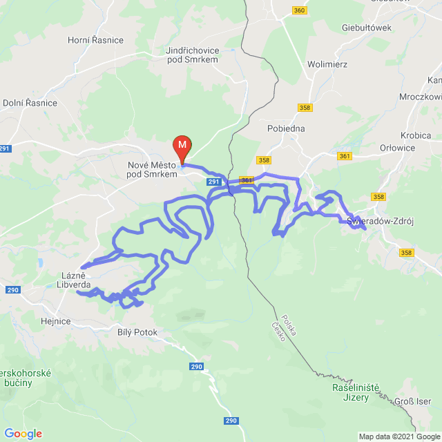 Mapa trasy Singltrek pod Smrkem