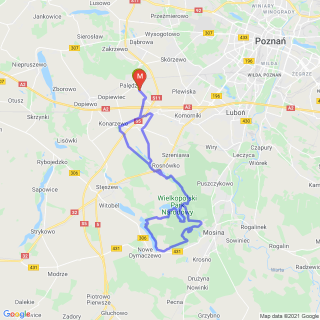 Mapa trasy Połowa września i WPN