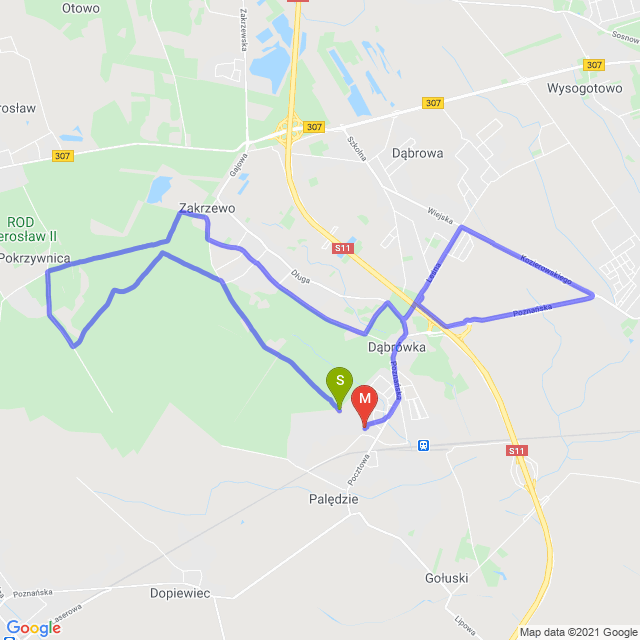 Mapa trasy Wieczorem na szybko