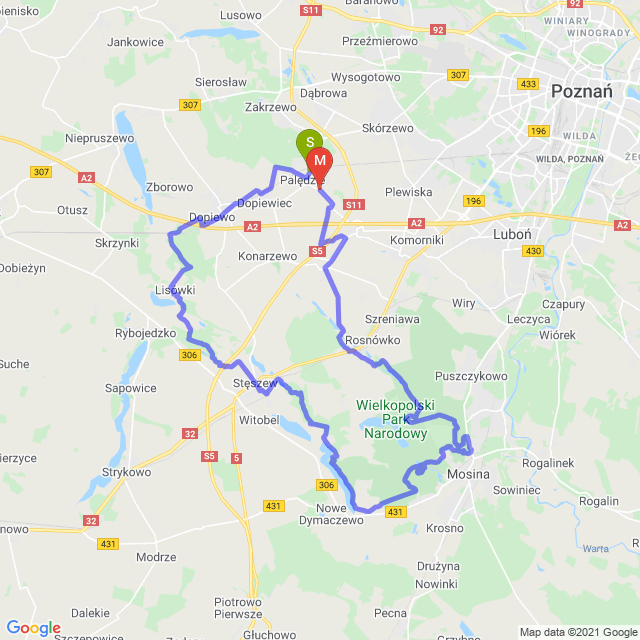 Mapa trasy Klasyczny WPN listopadowy