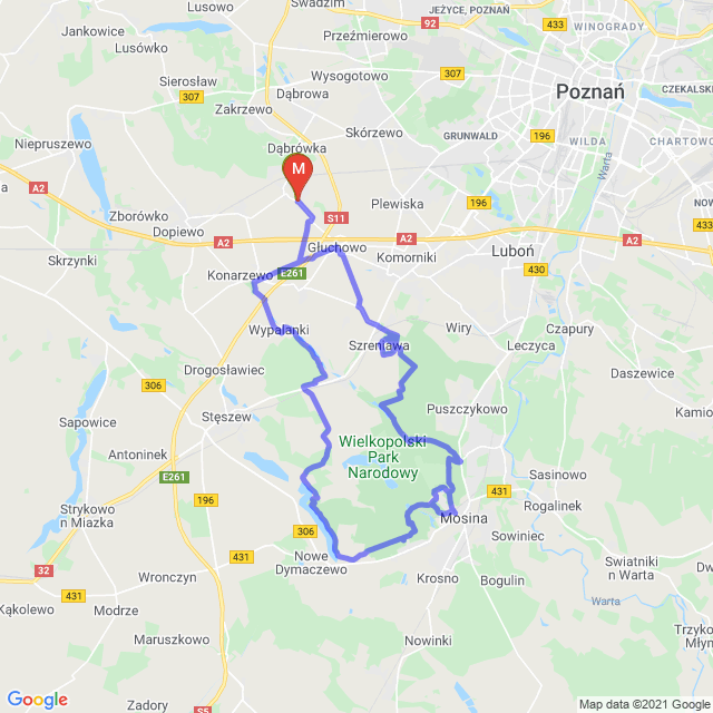 Mapa trasy W maju jak w raju czyli poniedziałkowy WPN